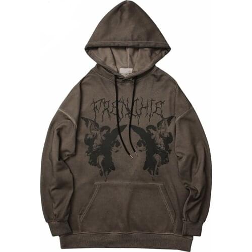 Women Hoodies Sweatshirt With Hood Female Streetwear 2021 New Long Sleeve Harajuku Hoody Angel Print Autumn Oversized Hoodie Top