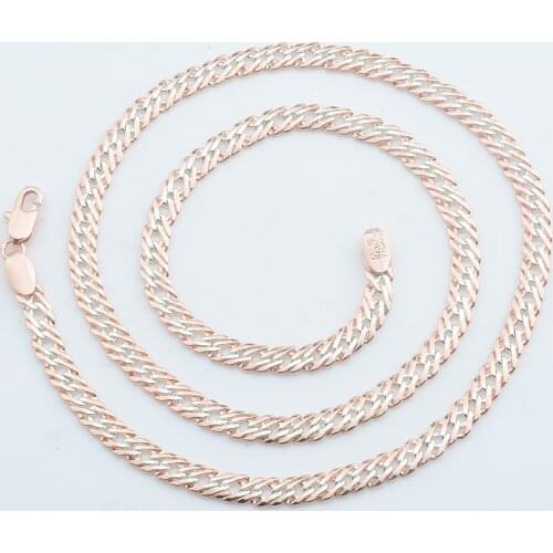 Women Men 585 Rose White Gold Color Jewelry Curb Link Classic Necklace Chain
