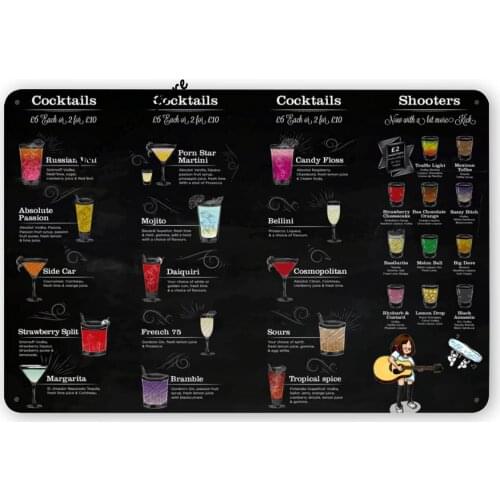 Cocktail Menu Tin Sign,Retro Backyard Beer Cocktail Drink Print For Home Dorm Bar Wall Decor Idea Gifts For Family Friend