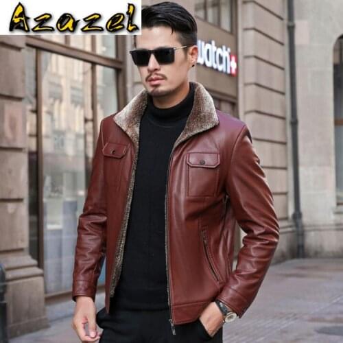 2020 Winter New Mens Fashion Business Casual Outerwear Costume Men Natural PU Leather Jacket mens Long-sleeve Fur Coat jackets
