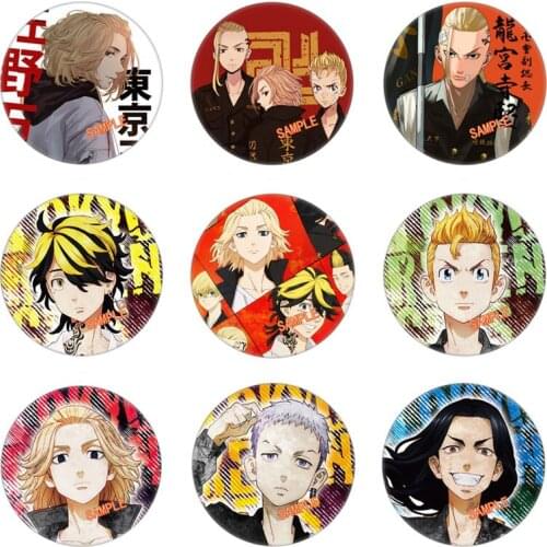 Anime Tokyo Revengers Badge Brooch Hot Figure Mikey Manjiro Ken Takemichi Hinata 58mm Medal Pins Jewelry