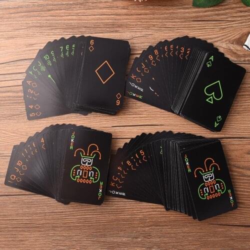54pcs/set High Quality Black Luminous Playing Cards Glow In The Dark Bar KTV Noctilucent Fluorescen Poker Cards Night Collection