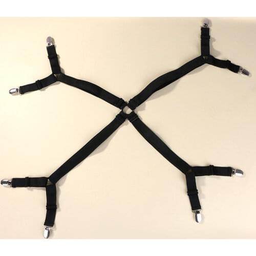 1 Set Crisscross Adjustable Bed Fitted Sheet Straps Suspenders Gripper Holder Fastener Clips Clippers Kit AUG889