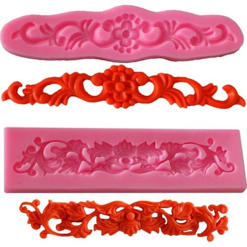 1PCS Retro Style Relief Lace Silicone Molds Fondant Cake Chocolate Candy Mold Kitchen Baking Cake Border Decoration Gift Tool