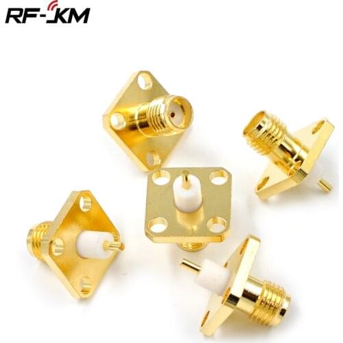 10PCS SMA Female Jack Panel Mount RF Coax Connector Flange Solder Gold plating of copper