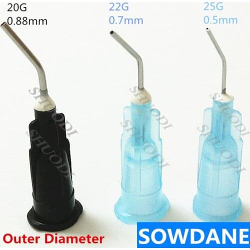 100 Pcs Tooth Cleaning Oral Care Bent Needle Tip Dental Composite Resin Rinse Elbow Black ( 20G/22G/25G for your selection)