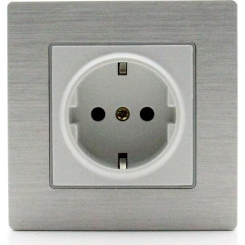 2017 Manufacturer EU standard socket ,silver aluminum panel germany power socket,16A wall power socket,220V