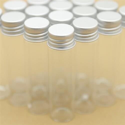 24 pcs/lot 22*80mm 20ml DIY Glass Bottle Silver Screw Cap Mini Test Tube Jar Spices Small Glass Jars Container Decorative Vials
