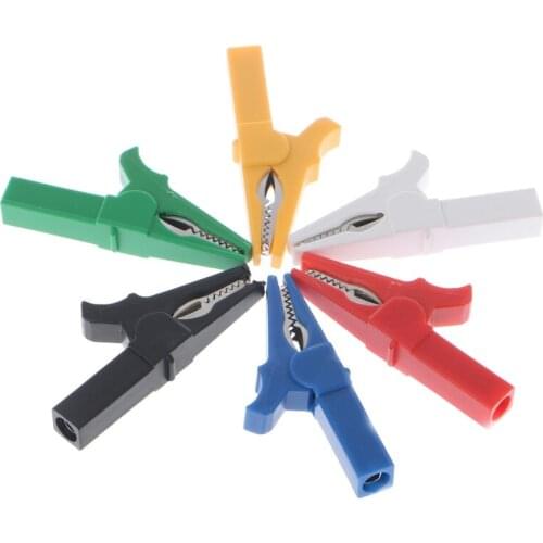 6 Pcs 6 Colors 55mm Crocodile Alligator Clip For 4mm Male Banana Plug Connector
