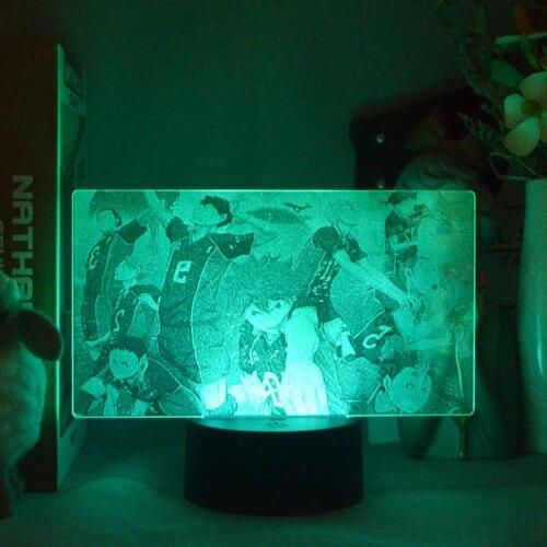 Anime Haikyuu!! Team Player Collection Picture 3D Retro Style Night Lamp Acrylic Engraved Photo Manga Figures LED Sensor Lights