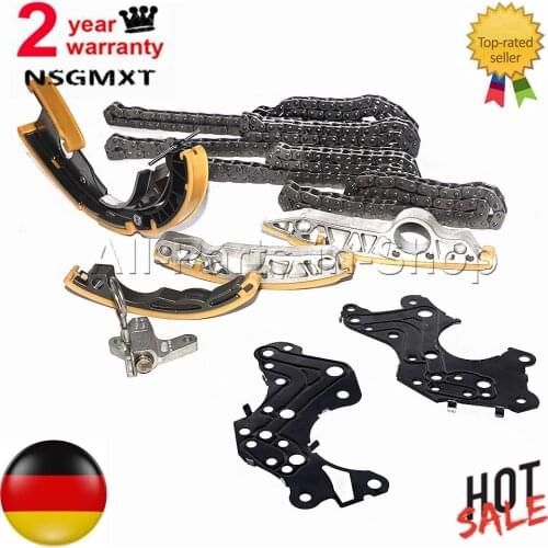 AP01 11pcs For Audi A4 A6 Quattro BKH BPK BDW V6 3.2L Timing Chain Kit 06E109229F ( Timing Chain + Tensioner + Guide Rail )
