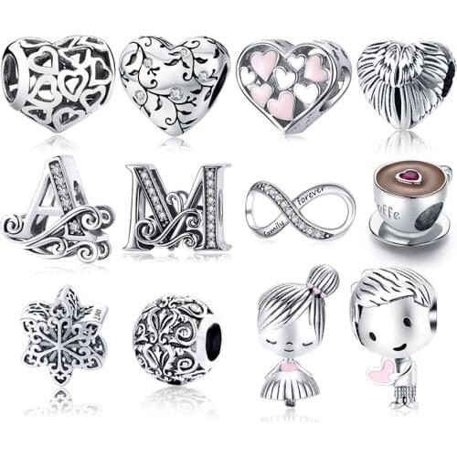 WOSTU Environmental Alloy Hot Sale Hear Shape Coffee Beads Charms Pendants Fit Bracelets Women Fashion Jewelry Making DIY Gift