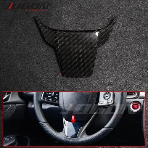 Real Carbon Fiber Car Interior Steering Wheel Cover Trim Sticker For Civic 10th. Gen 2016 2017 2018 2019 2020
