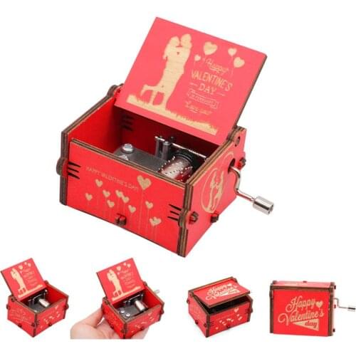 Antique Carved Wooden Box Hand-Cranked Music Box Theme Caixa De Musica A Birthday Present Casket Anonymity Decoration