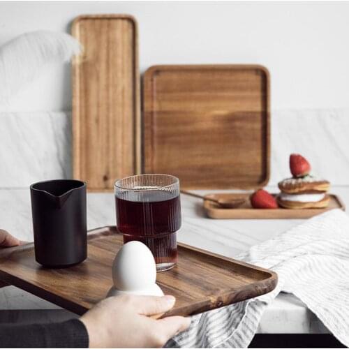 Wood Tray Square Rectangle Dessert Serving Bread Heat Resistant Home Tea Coffee Cup Pad