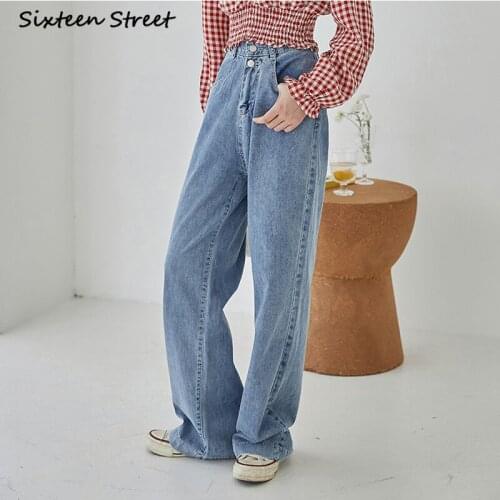 Denim Jeans Femme New High Waisted Wide Legged Women Pants Y2k Aesthetic Fashion Baggy Trousers Female Vintage Streetwear 2021