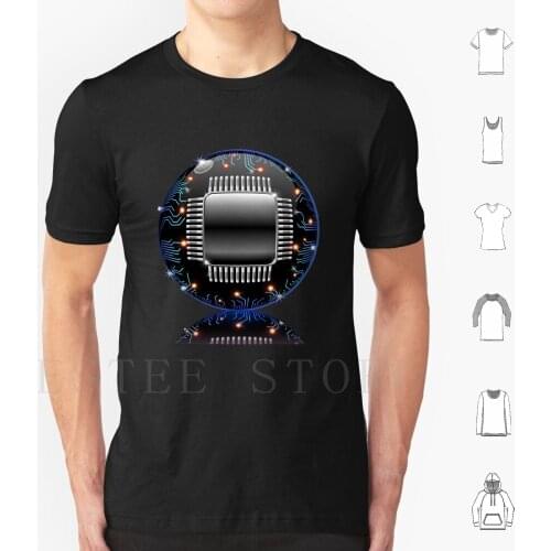 Electronic Motherboard Circuit Sphere Globe T Shirt Print Cotton Electronic Circuit Binary Board Motherboard Hardware Computer
