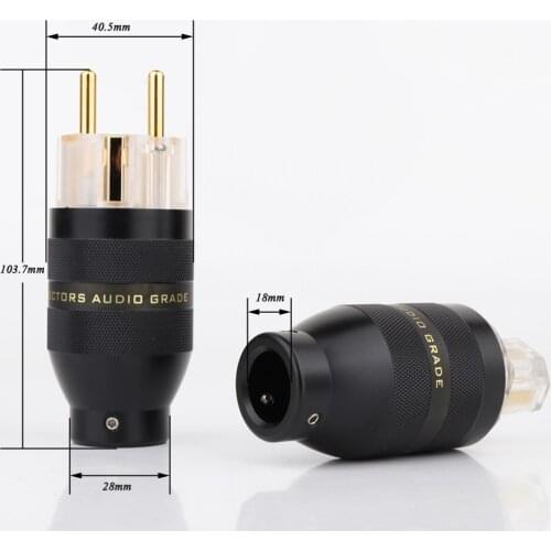 Hifi Audio Aluminum Gold Plated EU Version Cable Connector High Quality Schuko AC Power Cable Plug Adapter