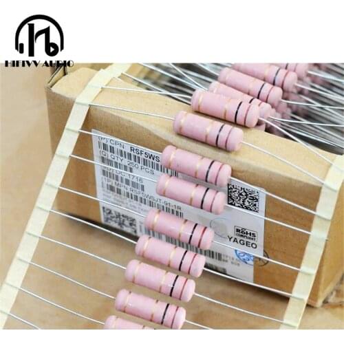 Hifi YAGEO color ring resistance 5W 1R 1ohm 1Ω for power tube amplifier volume 8mm*25mm