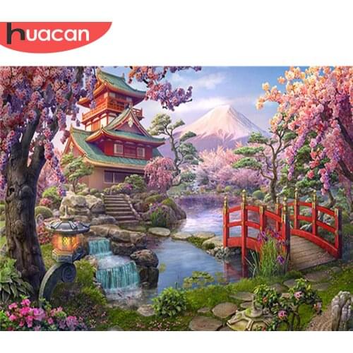 HUACAN 5D Diamond Painting House Full Drill DIY Diamond Embroidery Mosaic Landscape Tree Craft Kit Sale Home Decoration
