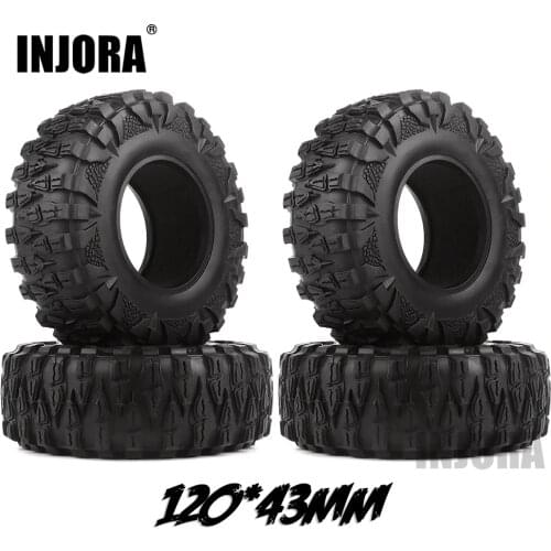 INJORA 4PCS 2.2 Rubber Mud Grappler Tires 120*43MM for 1:10 RC Rock Crawler Axial SCX10 SCX10 II 90046 90047 Traxxas TRX-4 TRX4