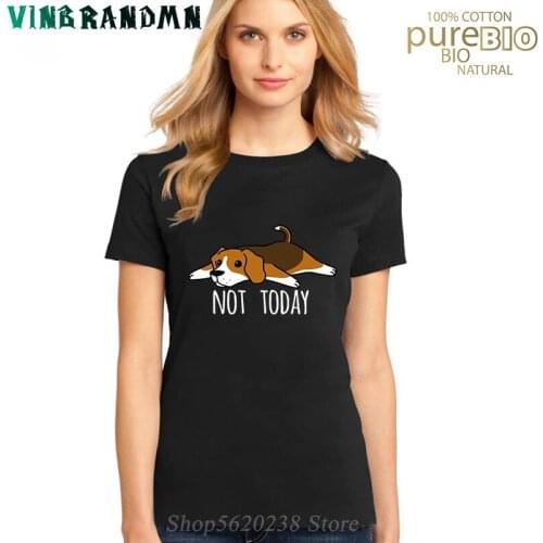 Kawaii Beagle Printed Ladies Vogue T-shirt Funny Not Today Beagle Graphic Tee Crewneck High Quality Harajuku Women Tee Camisetas