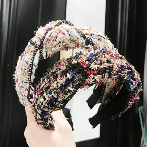 Korean Hairbands Women Autumn and Winter New Hair Hoop Luxry Style Retro Middle Kink Wide-Edged Headband Popular Hair Ornaments