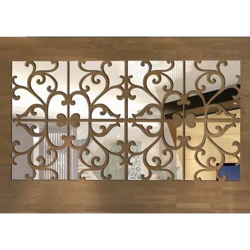 Creative 3D Wall Mount Sticker Mirror Wall Panels 8X8inch Acrylic Window Films