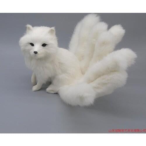Creative simulation nine tails fox toy polyethylene & furs white fox model gift about 35x18cm 194