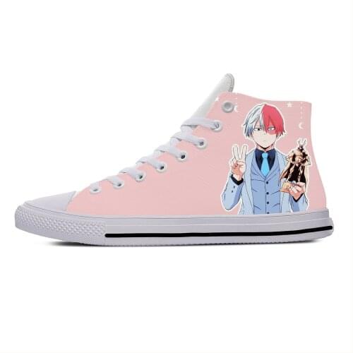 Anime Boku No My Hero Academia Todoroki Shoto Casual Cloth Shoes High Top Breathable Lightweight 3D Print Men Women Sneakers
