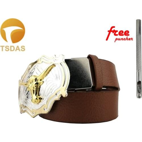 Cool 3D Cowboys Belt Buckle Buffalo Metal OX Head Ellipse Mens Designer Belt Buckles