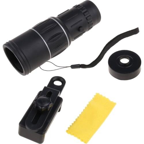 16x52 Zoom Hiking Monocular Telescope Lens Camera Night Vision HD Scope Hunting Phone Clip Holder for Samsung iPhone Smartphones