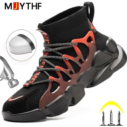 2021 New Safety Shoes Men Work Sneakers Indestructible Work Boots Men Steel Toe Shoes Lightweight Men Boots Winter Shoes Male