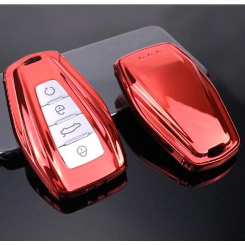 Soft TPU Car Remote Key Case Cover Holder Shell Geely Coolray 2019-2020 4 Buttons Car Styling Accessories Fob Buckle Keychain