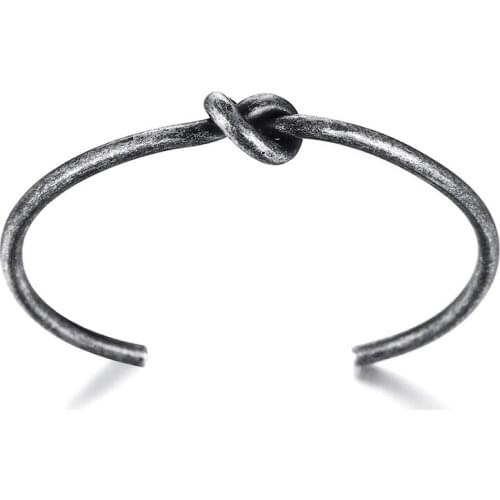 New Fashion 3.4MM Titanium Steel Knot Cuff Bracelets For Women Rose Gold Cuff Bangles Silver Open Bracelet Female Bangle Jewelry