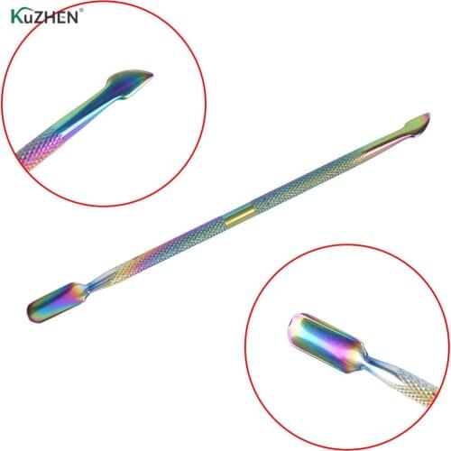 1pcs Rainbow Pusher Cuticle Pusher Dead Skin Remover Manicure Nail Art Double-end Cuticle Pusher Remover Woman Lady Nail Clean