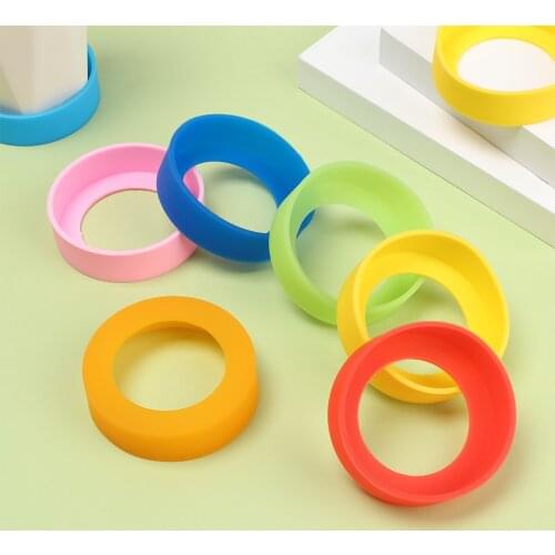 Colorful Silicone Thermos Cup Coasters Non-Slip Table Mats Round Insulation Cup Mat Durable Water Drink Bottle Pad Kitchen Tool