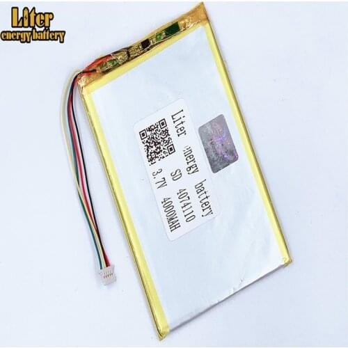 Plug 1.0-5P 4074110 4075110 3.7V 4000mah Tablet PC lipo battery in rechargeable Batteries with full capacity