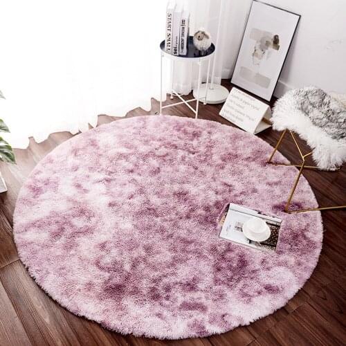 Nordic Round Carpet Tie-Dye Rug Chair Desk Blanket Shaggy Nursery Rug Home Room Bedroom Living Room Bedside Plush Mat
