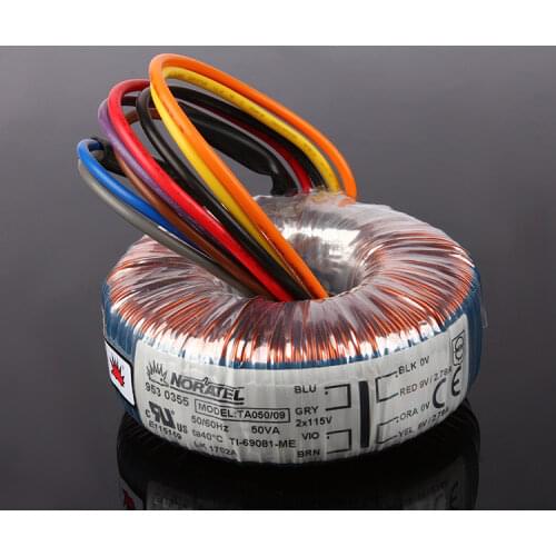 T-030 50VA 2*9V 2.78A NORATEL 50W New Toroidal Transformer Primary 0V-115V*2 50/60Hz,Secondary 0V-9V*2 Rated Voltage