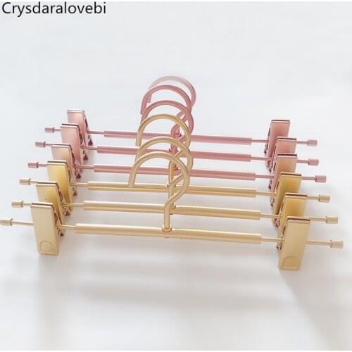 10/5pcs Rose Gold/Golden Aluminum alloy Metal Heavy Duty Pants Skirt Slack Hangers, Trousers Hanger with Clips Rack Swivel Hook