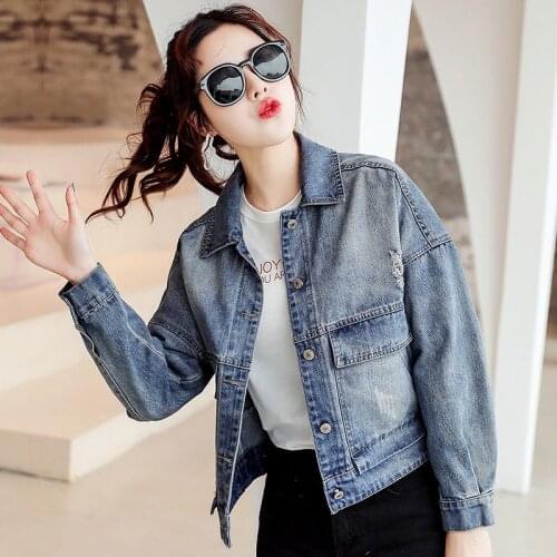 Spring And Autumn 2021 Retro Denim Jacket Womens New Loose And Thin Short Casual Denim Jacket Women