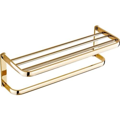 Vidric golden towel racks full of copper metal pendant racks simple European golden double towel rack free shipping