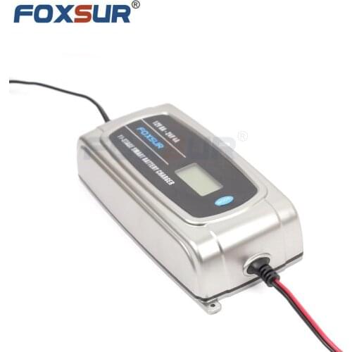FOXSUR LCD Display Battery 12V 24V Waterproof Truck Car Battery Charger EFB GEL WET AGM Battery Charger Type Selectable
