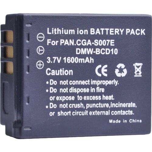 1pc CGA-S007E CGA-S007 CGA S007 DMW-BCD10 1600mAH Li-ion Battery for Panasonic DMC TZ1 TZ2 TZ3 TZ4 TZ5 TZ11 E1032P TZ50 TZ15