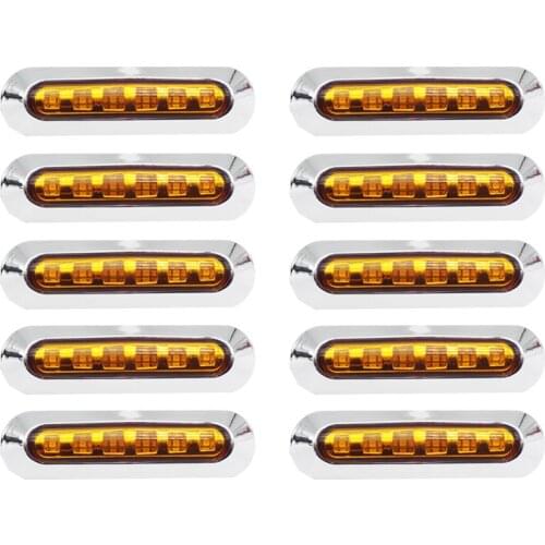 10x Amber 6LED Truck Sidelight Lamp Marker Edge Trailer LED Rear 12-24V Lorry Van Wagon Autotruck Perimeter Parking Light