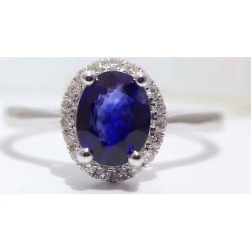 18K Gold 0.819ct Natural Sapphire Women Ring with 0.106ct Diamond Setting 2016 New Fine Jewelry Wedding Band Engagement