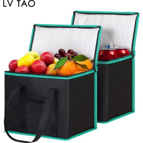 2 Pack Insulated Reusable Grocery Shopping Bags with Handles Heavy Duty Food Delivery Cooler Bags for Groceries Travel Picnic