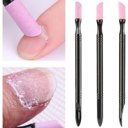 3pcs Reusable Double-End Nail Quartz Peeling Trimmer Polish Stick Grinding Rods Cuticle Hangnails Remover Exfoliator Nail Tools