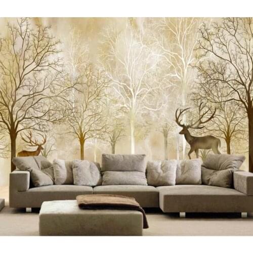 3d wallpaper murals custom living room bedroom home decor Creative big tree forest elk animal decorative painting murals